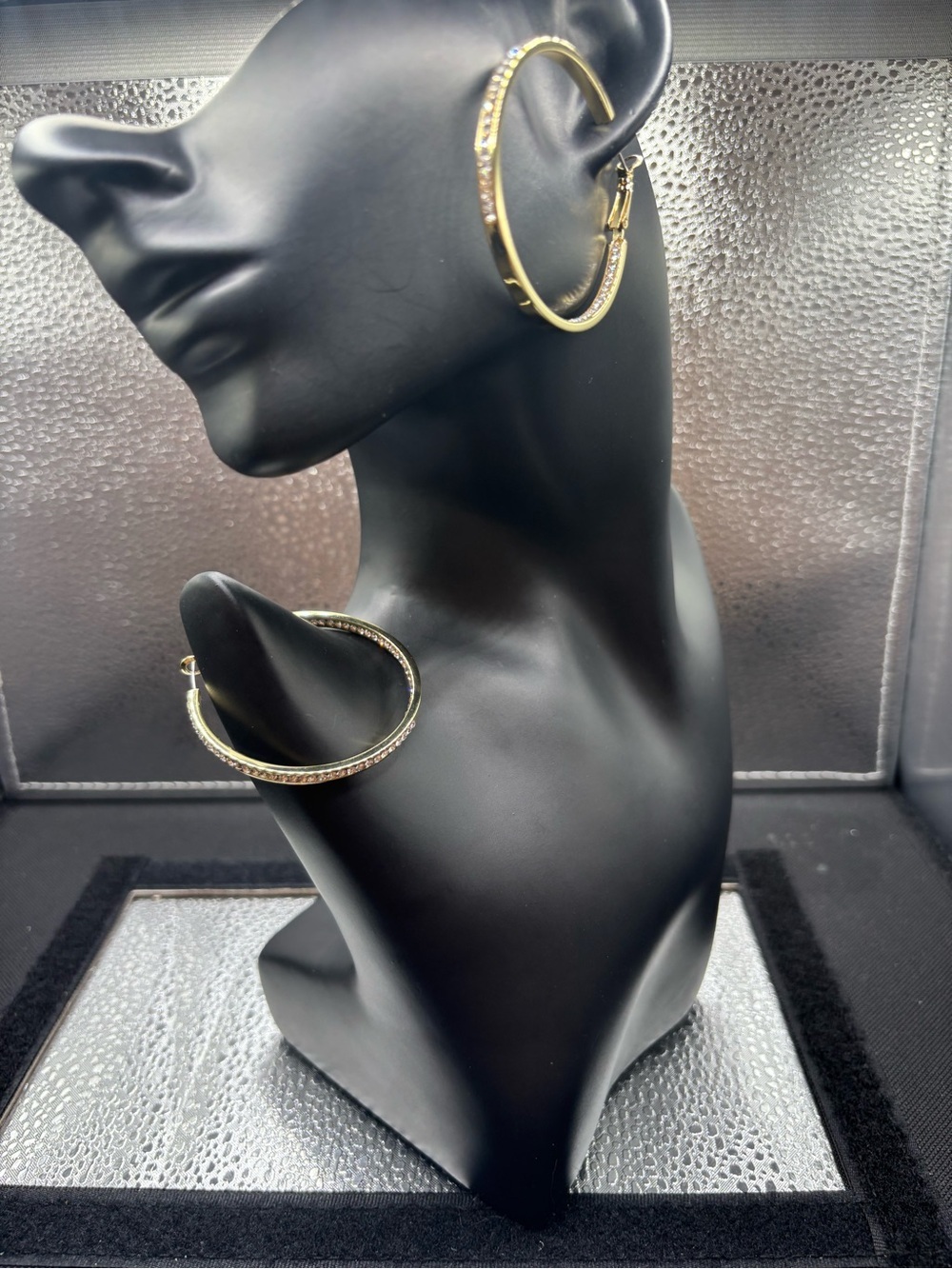 Gold Crystal-Accent Hoop Earrings for Women